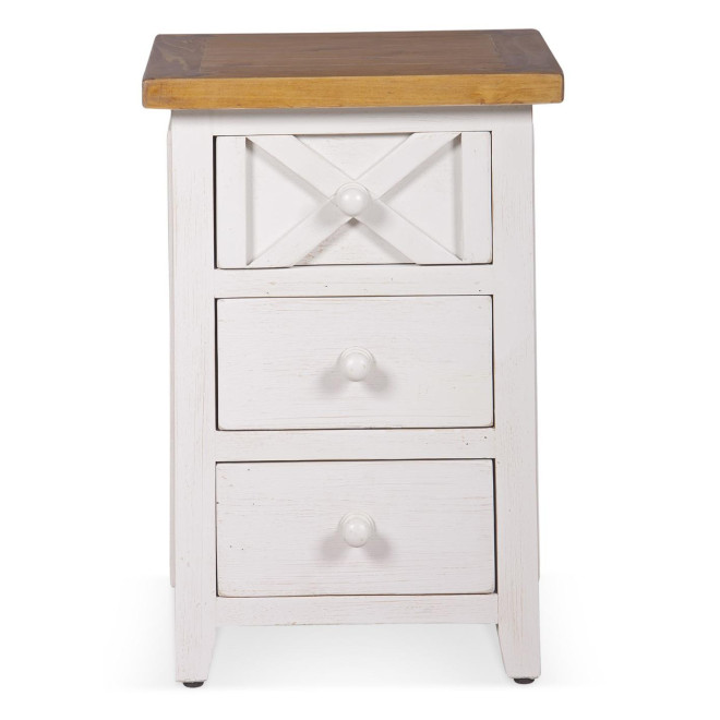 Table De Chevet 3 Tiroirs Bois Blanc 45x43x65cm