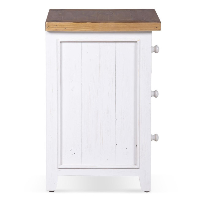 Table De Chevet 3 Tiroirs Bois Blanc 45x43x65cm