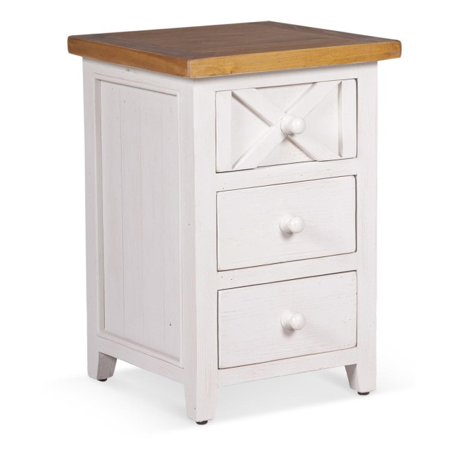 Table De Chevet 3 Tiroirs Bois Blanc 45x43x65cm
