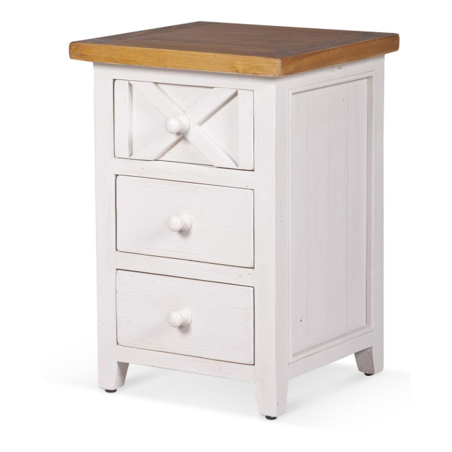 Table De Chevet 3 Tiroirs Bois Blanc 45x43x65cm