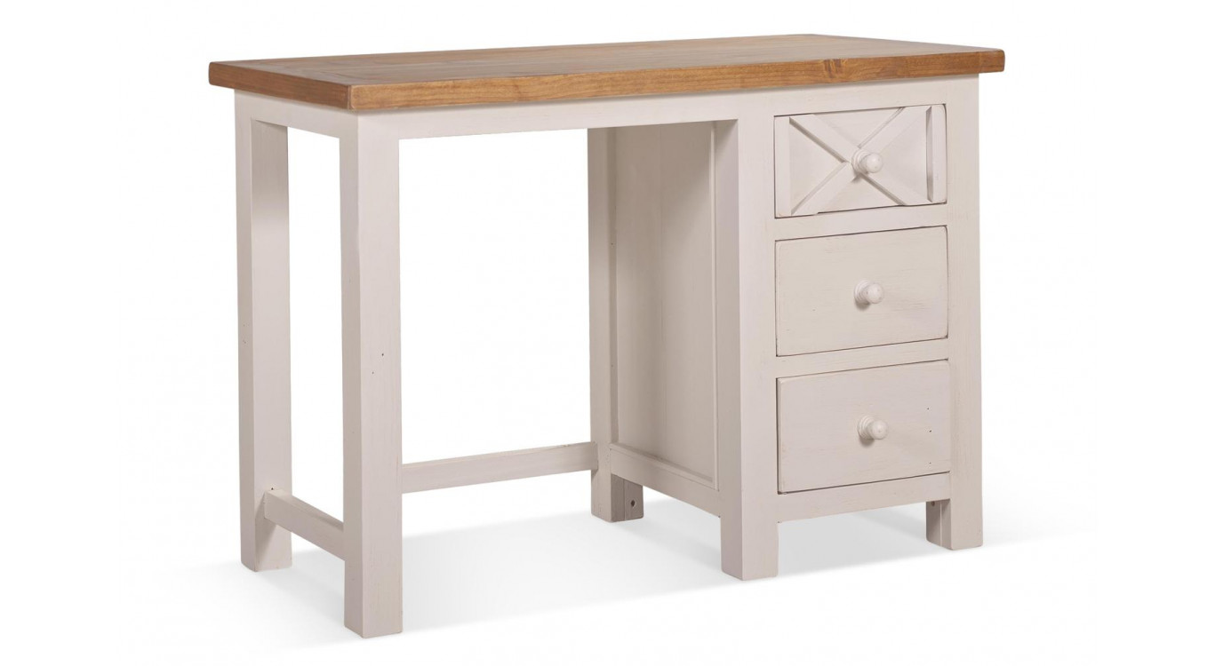 Bureau 3 Tiroirs Bois Blanc 110x50x75cm