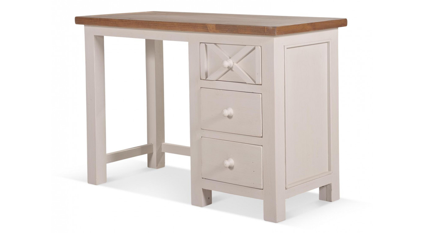 Bureau 3 Tiroirs Bois Blanc 110x50x75cm