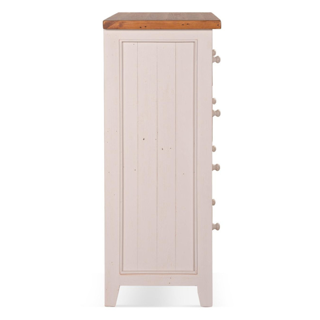 Commode 5 Tiroirs Bois Blanc 100x45x110cm