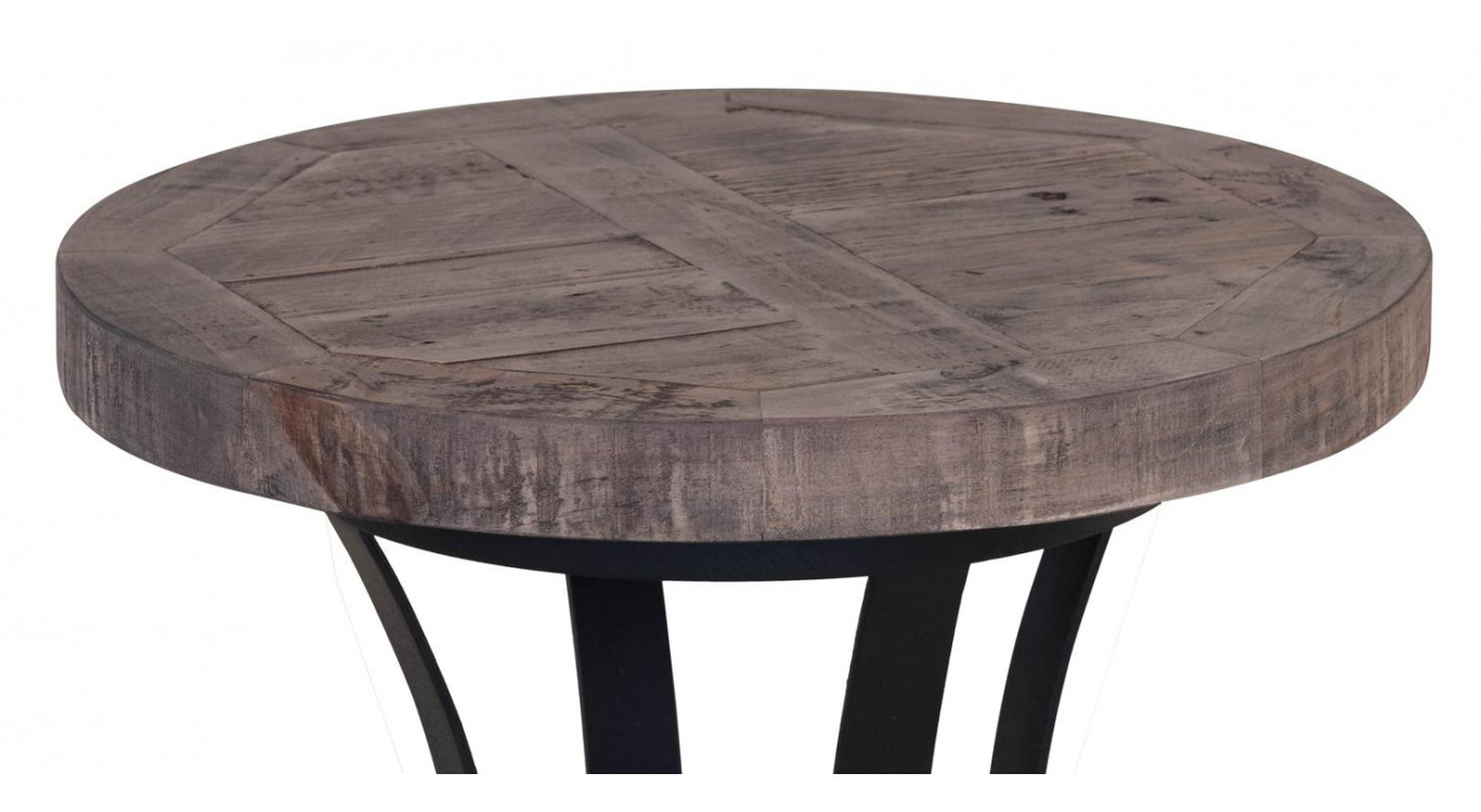Table De Chevet Bois Métal Marron 45x45x50cm
