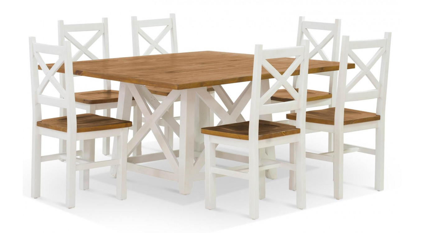 Table à Manger Bois Blanc 150x150x77cm