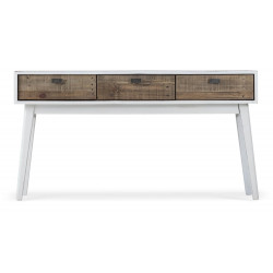 Console 3 Tiroirs Bois Blanc 140x35x75cm