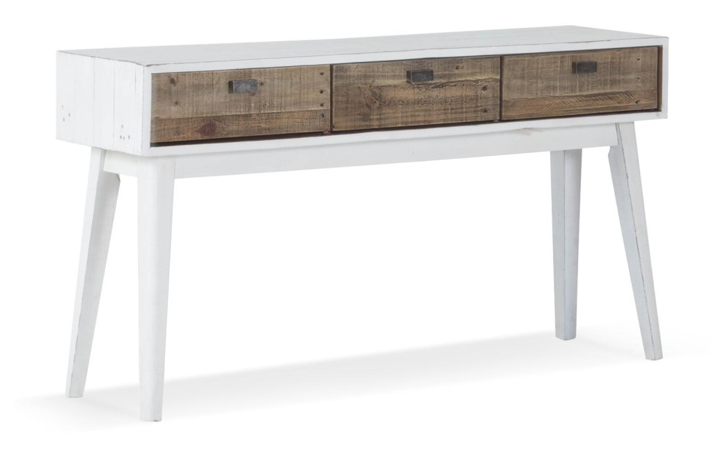 Console 3 Tiroirs Bois Blanc 140x35x75cm