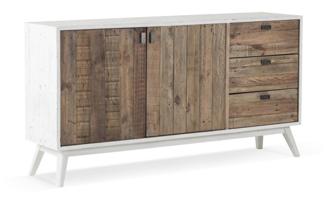 Buffet 3 Tiroirs Bois Blanc 160x40x85cm