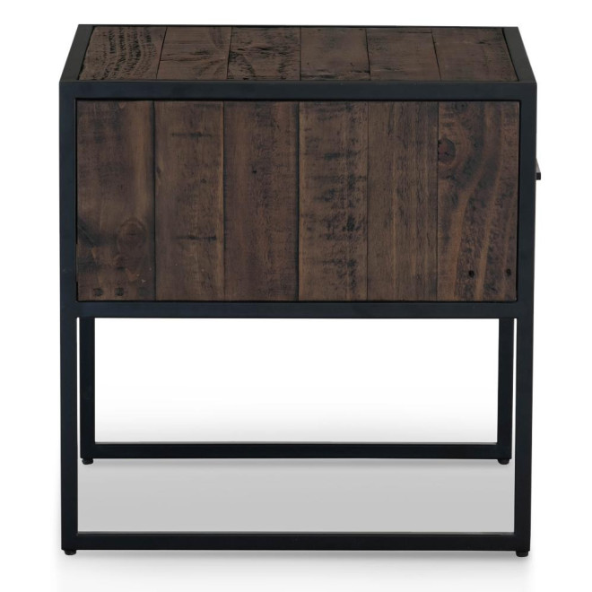 Table De Chevet 1 Tiroir Bois Métal Marron 55x55x55cm