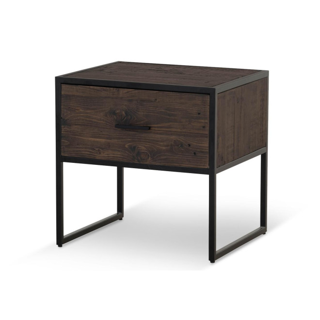 Table De Chevet 1 Tiroir Bois Métal Marron 55x55x55cm