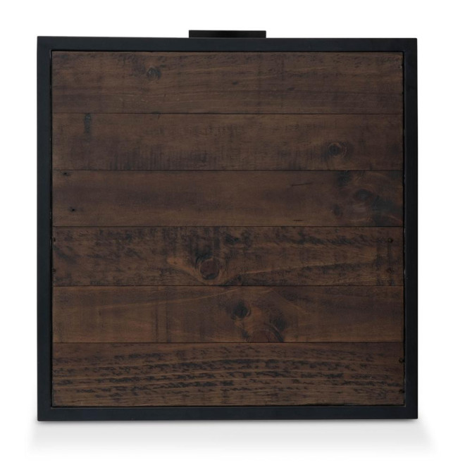 Table De Chevet 1 Tiroir Bois Métal Marron 55x55x55cm