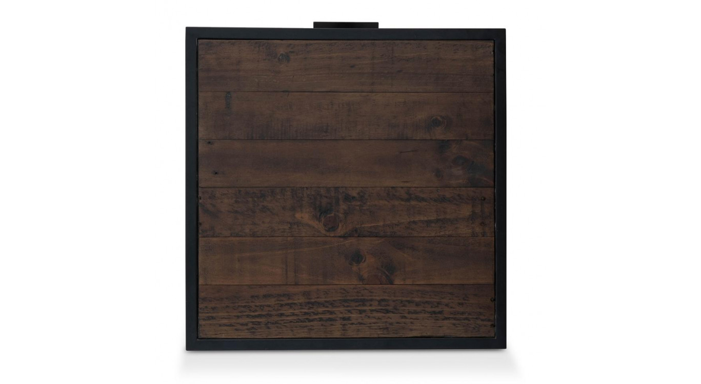 Table De Chevet 1 Tiroir Bois Métal Marron 55x55x55cm