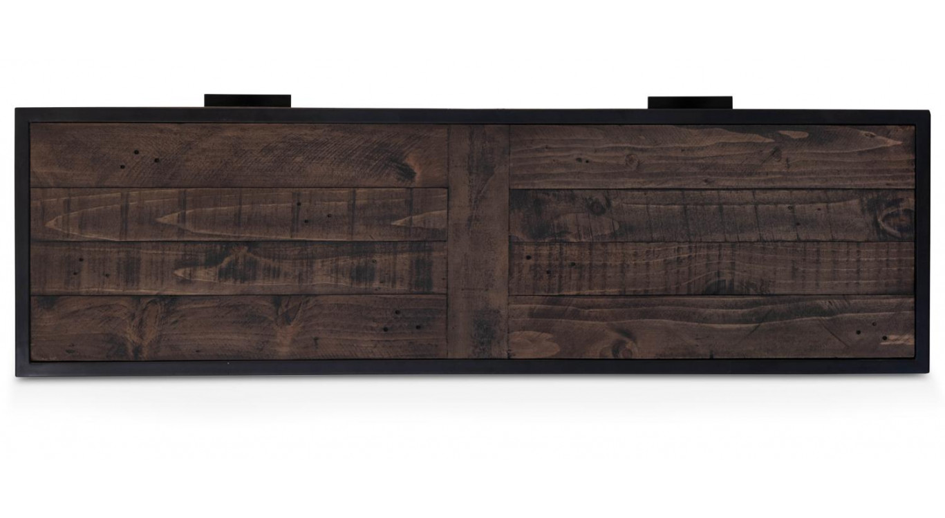 Console 2 Tiroirs Bois Métal Marron 120x35x75cm