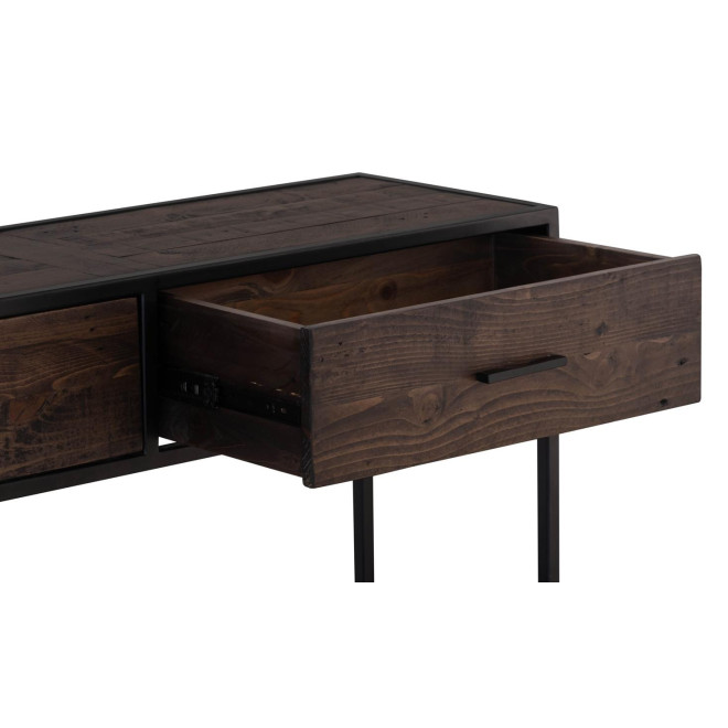 Konsole mit 2 Schubladen Holz Metall Braun 120x35x75cm