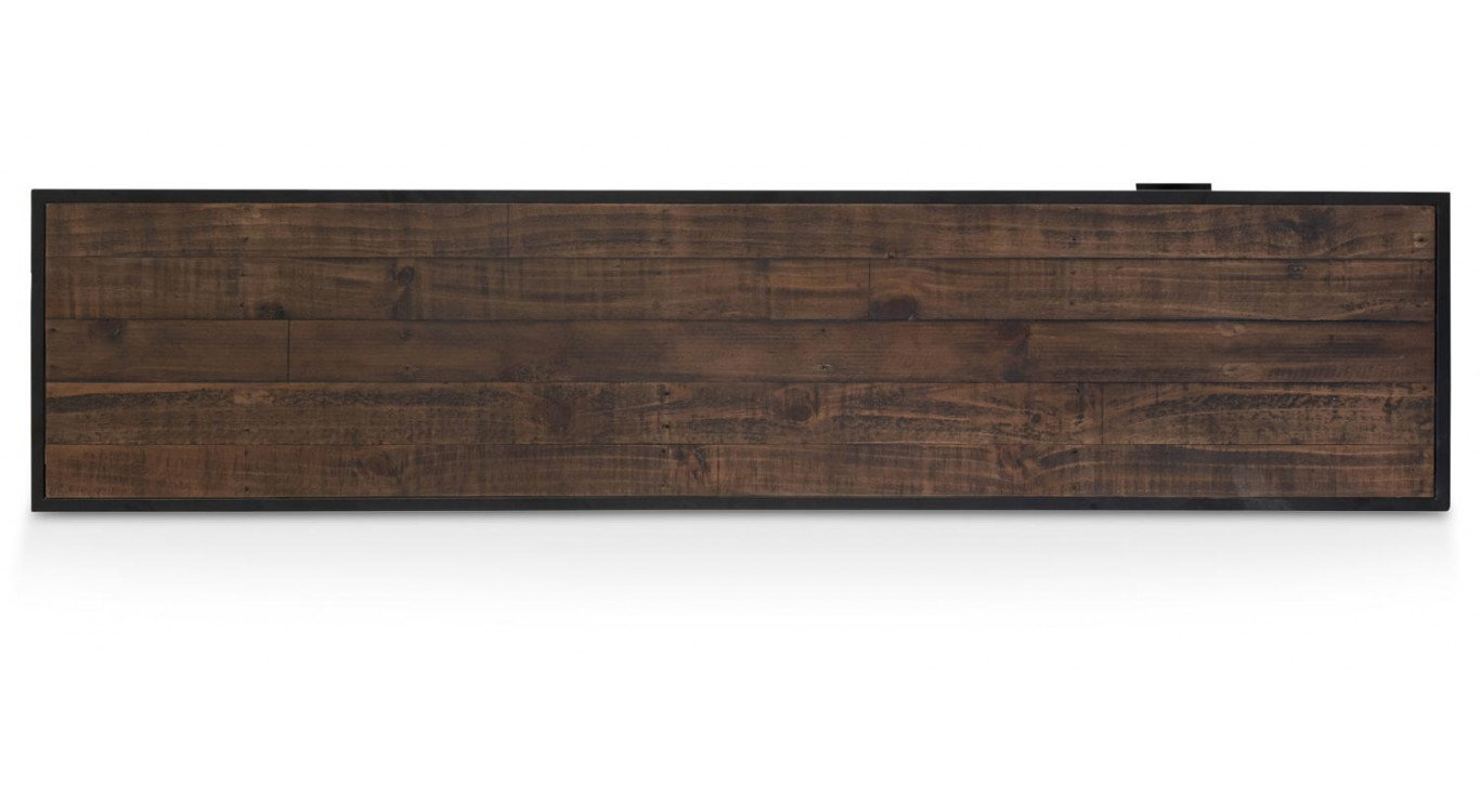 Meuble TV 3 Tiroirs Bois Métal Marron 200x45x65cm