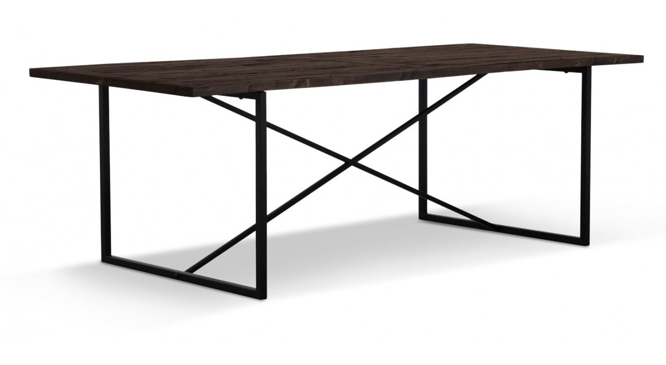 Table à Manger Bois Métal Marron 230x100x76cm