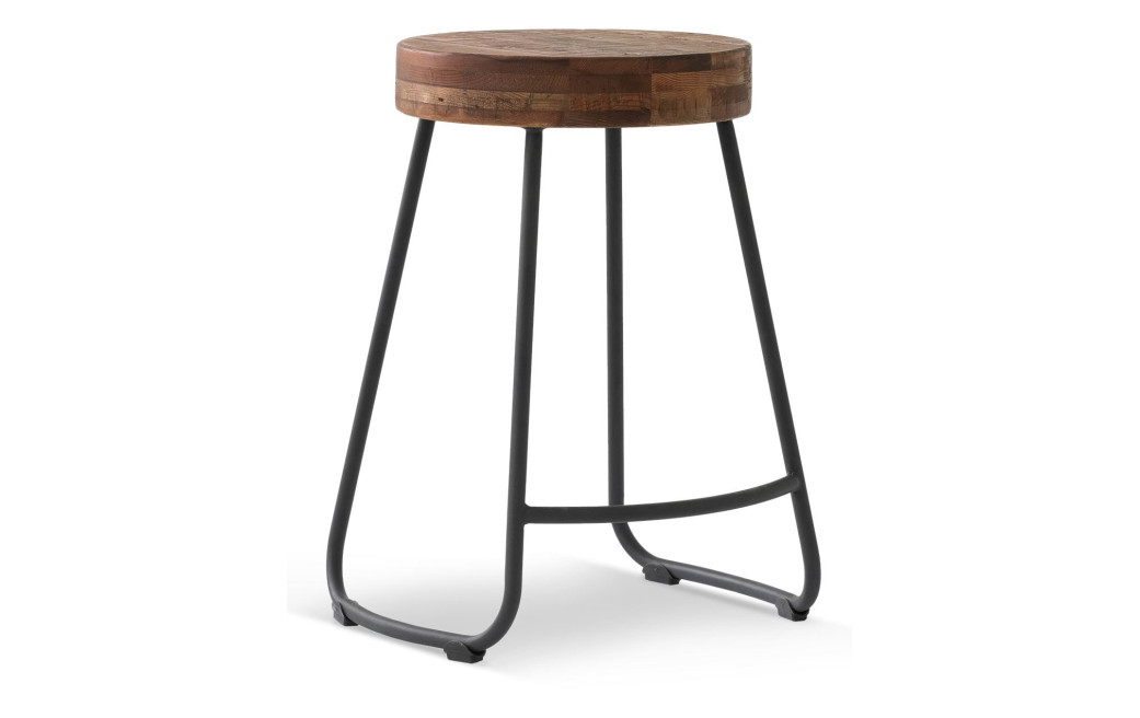 Tabouret Bois Métal Marron 40x40x65cm