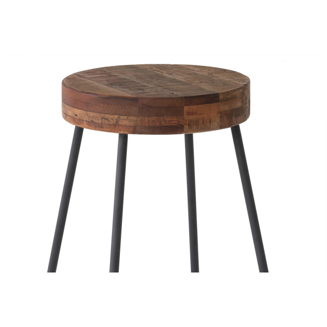 Tabouret Bois Métal Marron 40x40x65cm