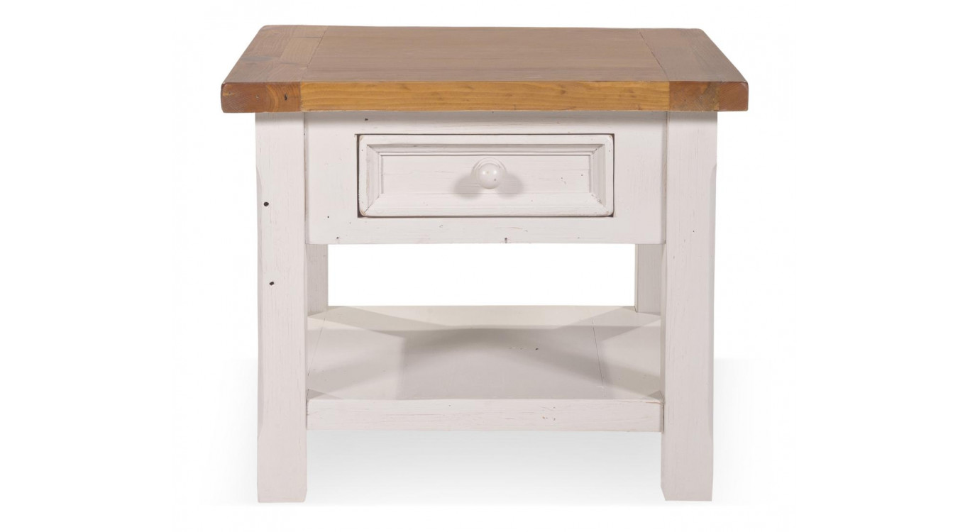 Nachttisch 1 Schublade Holz Weiß 60x60x50cm