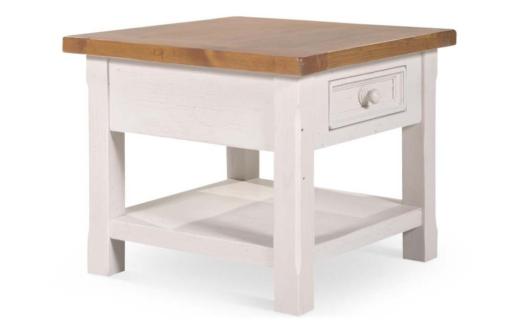 Nachttisch 1 Schublade Holz Weiß 60x60x50cm