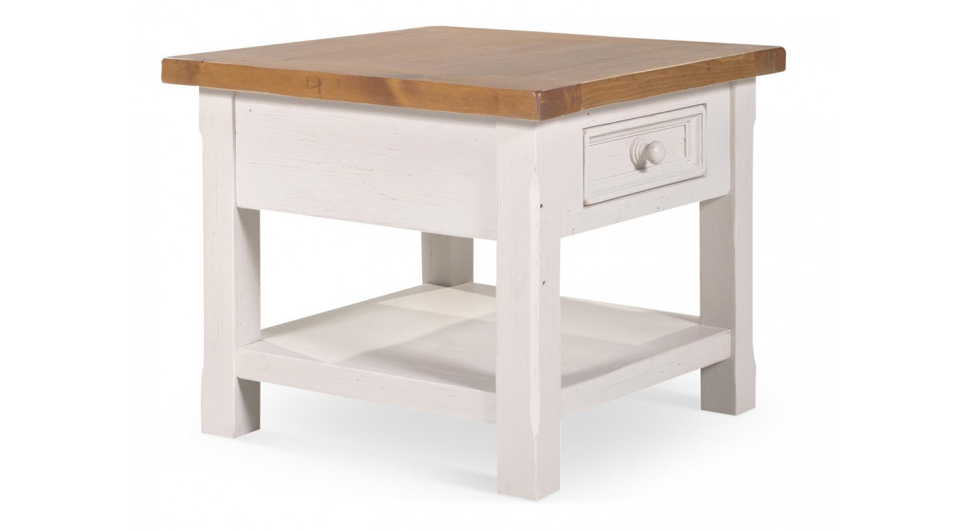 Nachttisch 1 Schublade Holz Weiß 60x60x50cm