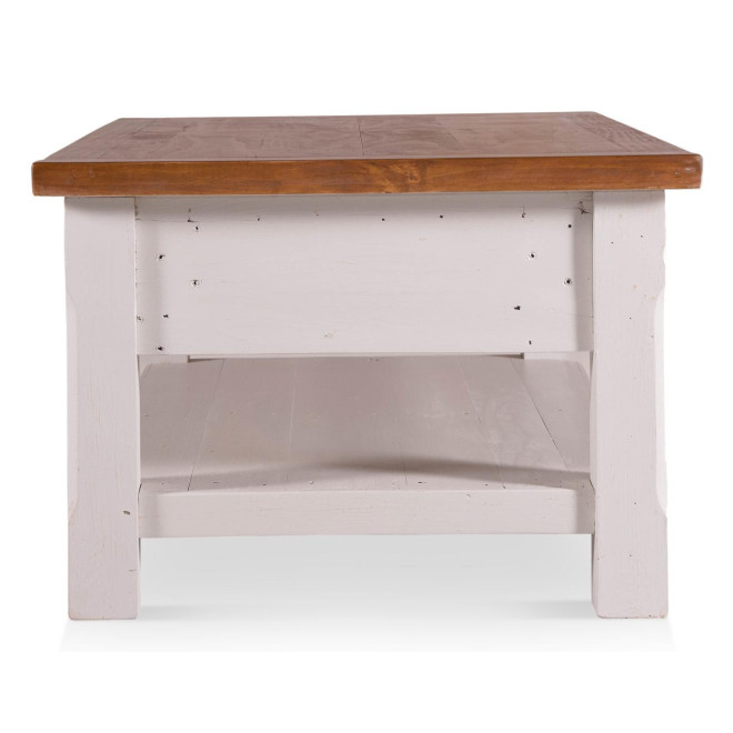 Table Basse 2 Tiroirs Bois Blanc 120x65x45cm