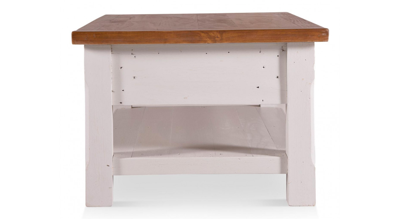Table Basse 2 Tiroirs Bois Blanc 120x65x45cm