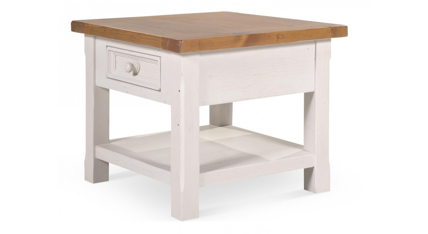 Nachttisch 1 Schublade Holz Weiß 60x60x50cm