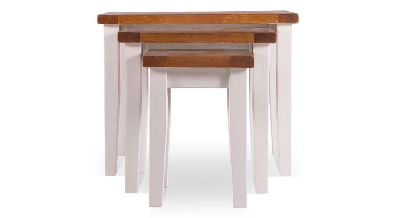3er-Set Holzsättel Weiß 68x44x54cm