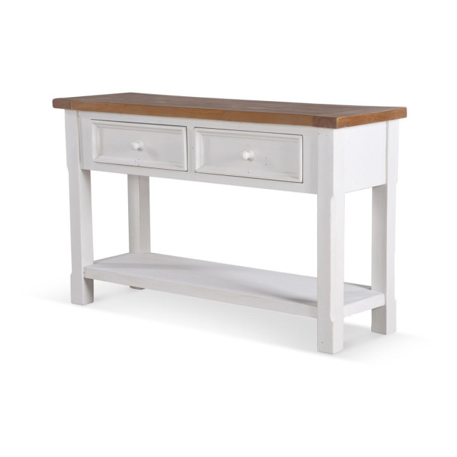 Console 2 Tiroirs Bois Blanc 120x40x74cm