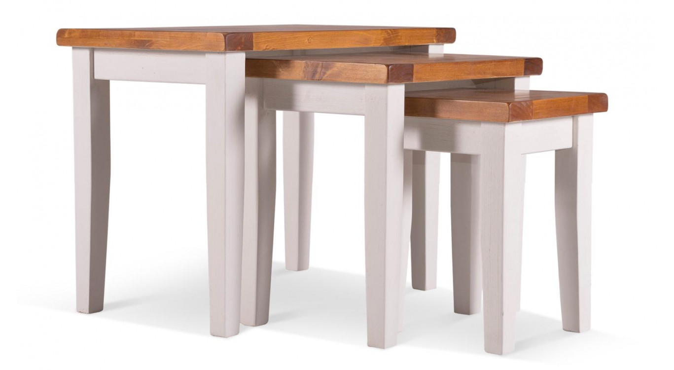 3er-Set Holzsättel Weiß 68x44x54cm