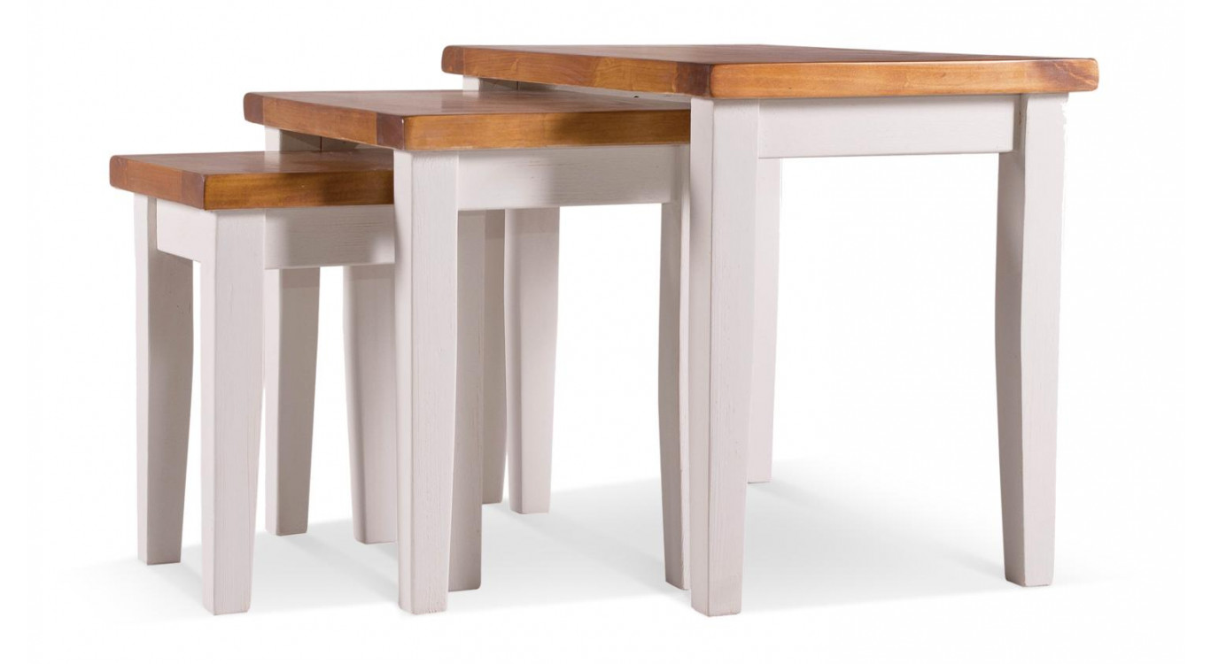 3er-Set Holzsättel Weiß 68x44x54cm