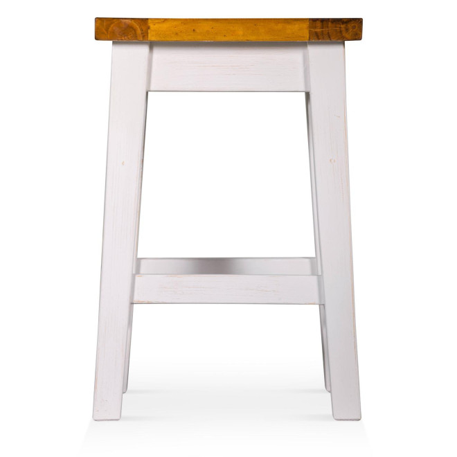Lot de 2 Tabourets Bois Blanc 40x32x61cm