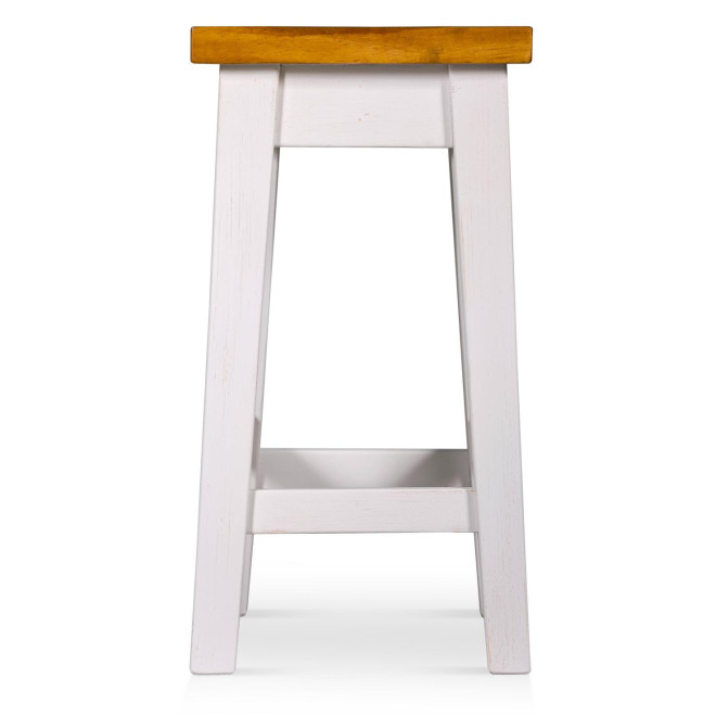 Lot de 2 Tabourets Bois Blanc 40x32x61cm