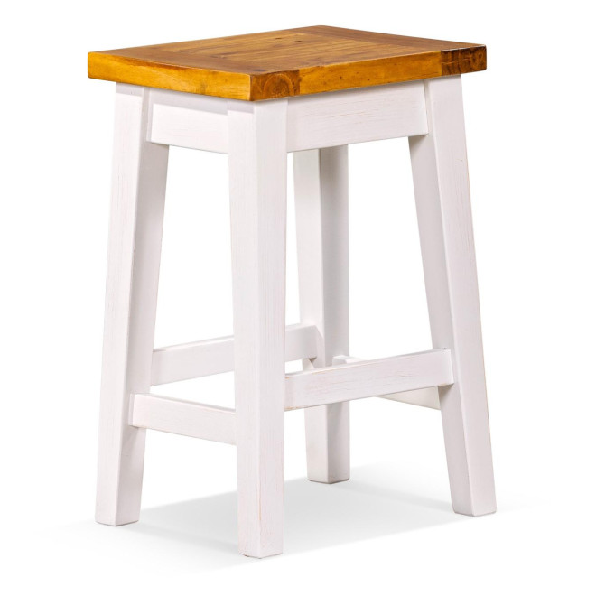 2er-Set Holzhocker Weiß 40x32x61cm