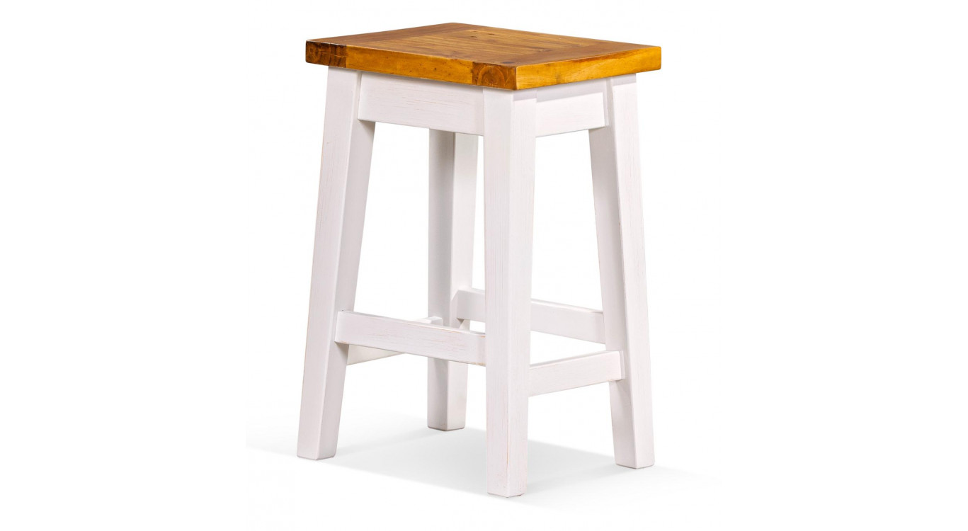 Lot de 2 Tabourets Bois Blanc 40x32x61cm