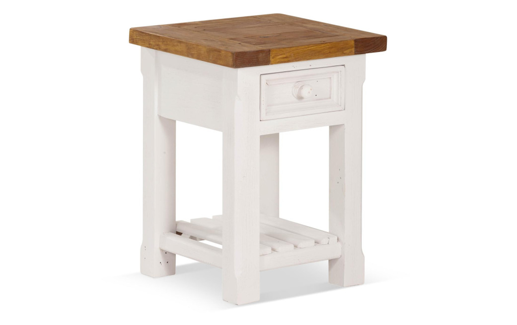 Nachttisch 1 Schublade Holz Weiß 40x40x55cm