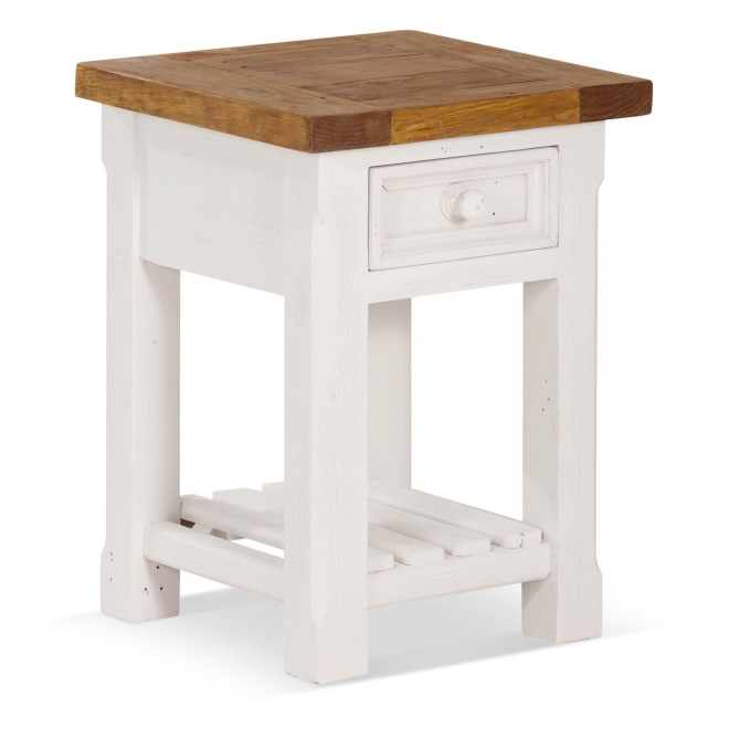 Nachttisch 1 Schublade Holz Weiß 40x40x55cm