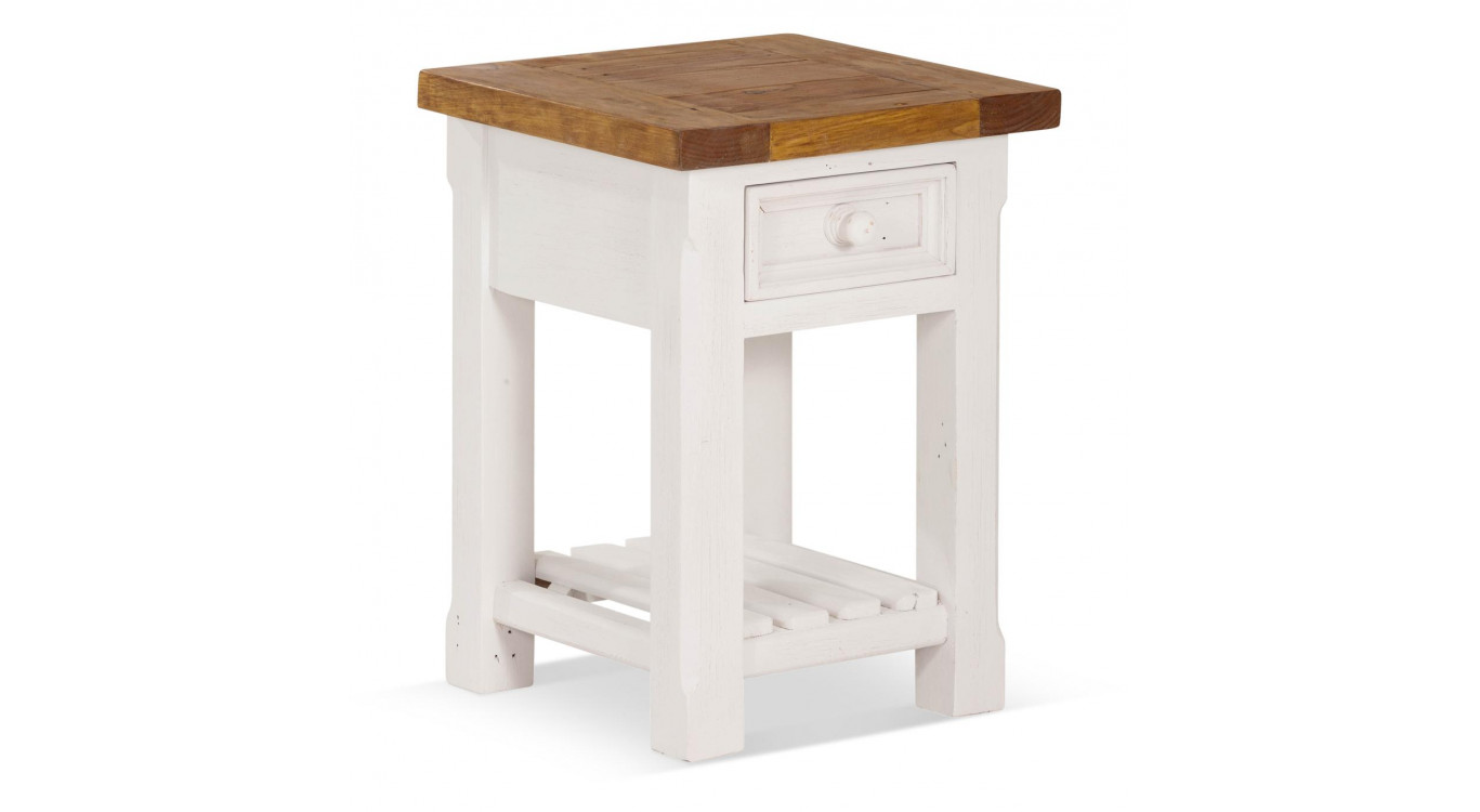 Nachttisch 1 Schublade Holz Weiß 40x40x55cm
