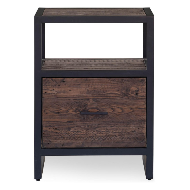 Nachttisch 1 Schublade Holz Metall Braun 50x42x69.5cm