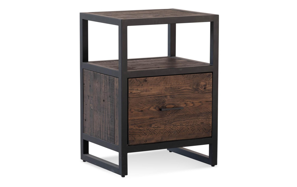 Nachttisch 1 Schublade Holz Metall Braun 50x42x69.5cm
