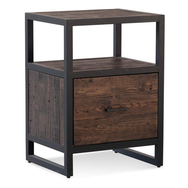 Nachttisch 1 Schublade Holz Metall Braun 50x42x69.5cm