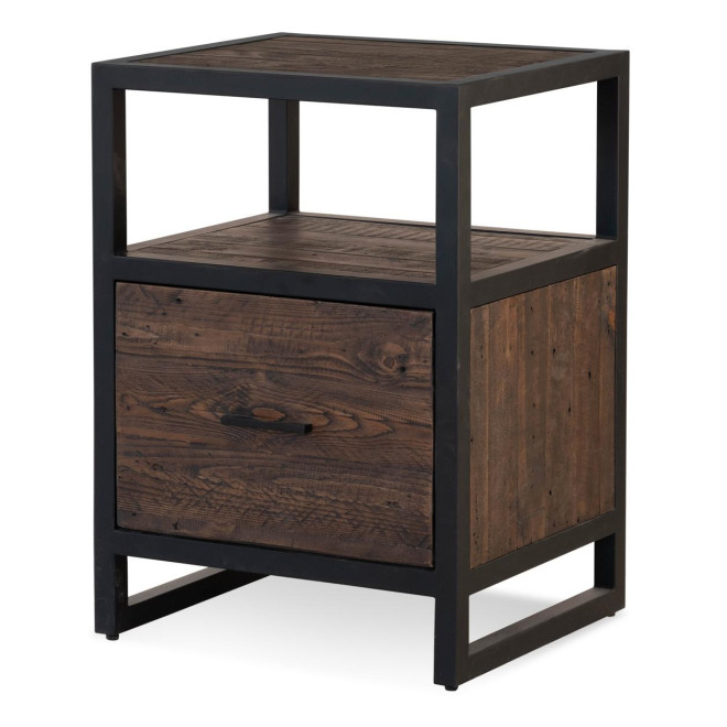 Nachttisch 1 Schublade Holz Metall Braun 50x42x69.5cm