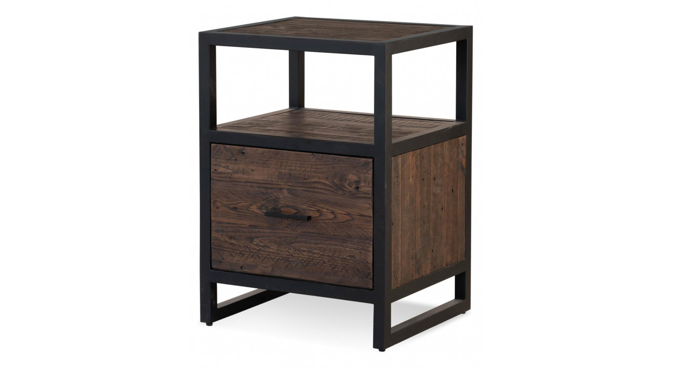 Nachttisch 1 Schublade Holz Metall Braun 50x42x69.5cm