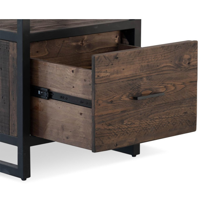 Nachttisch 1 Schublade Holz Metall Braun 50x42x69.5cm