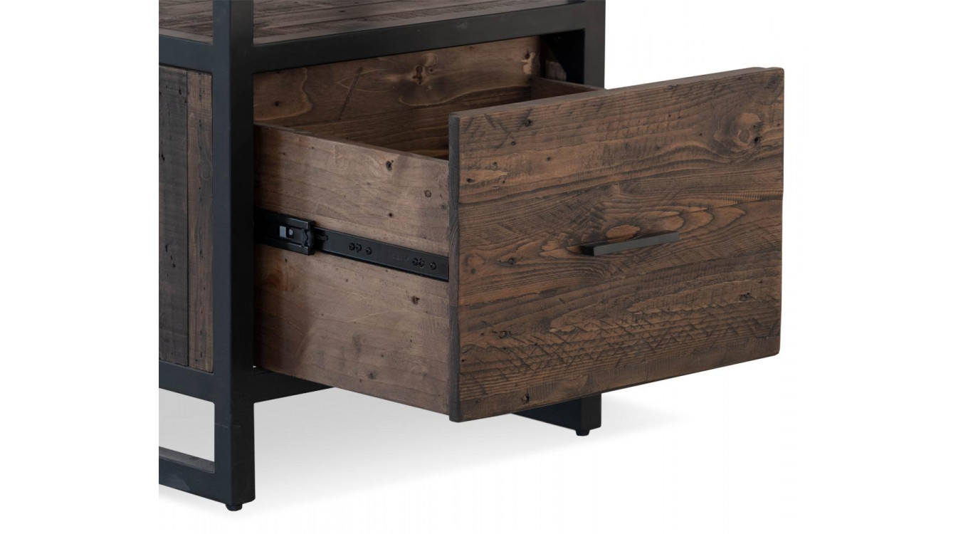 Nachttisch 1 Schublade Holz Metall Braun 50x42x69.5cm