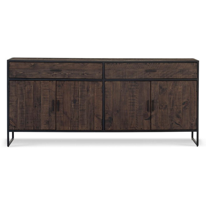 Anrichte mit 2 Schubladen Holz Metall Braun 200x42x90cm