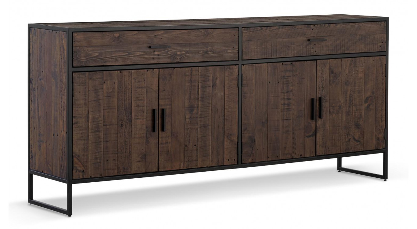 Anrichte mit 2 Schubladen Holz Metall Braun 200x42x90cm
