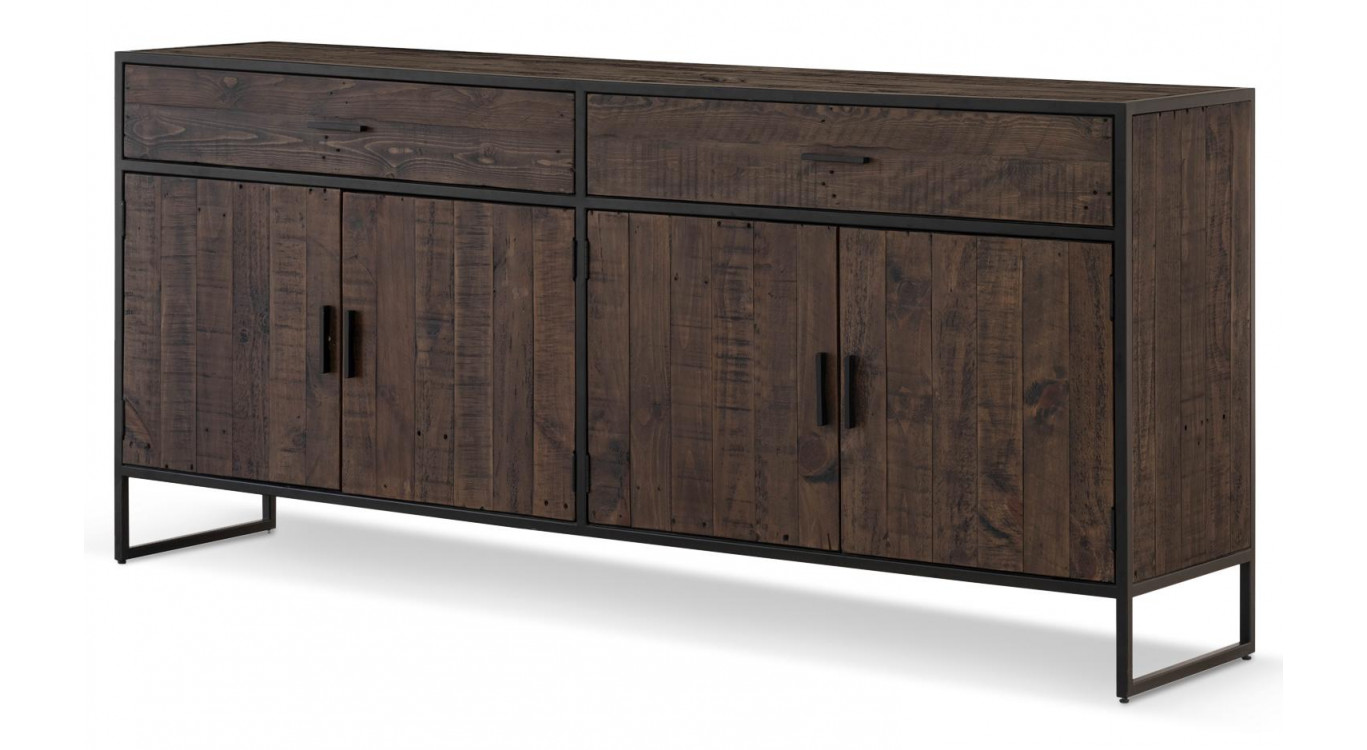 Anrichte mit 2 Schubladen Holz Metall Braun 200x42x90cm
