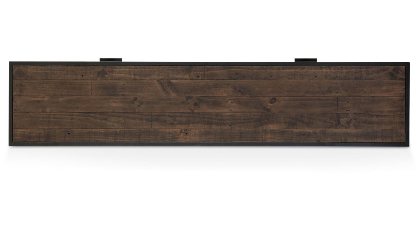 Buffet 2 Tiroirs Bois Métal Marron 200x42x90cm